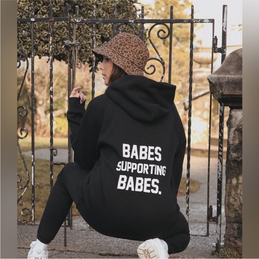 Brunette The Label Black Hoodie with Slogan